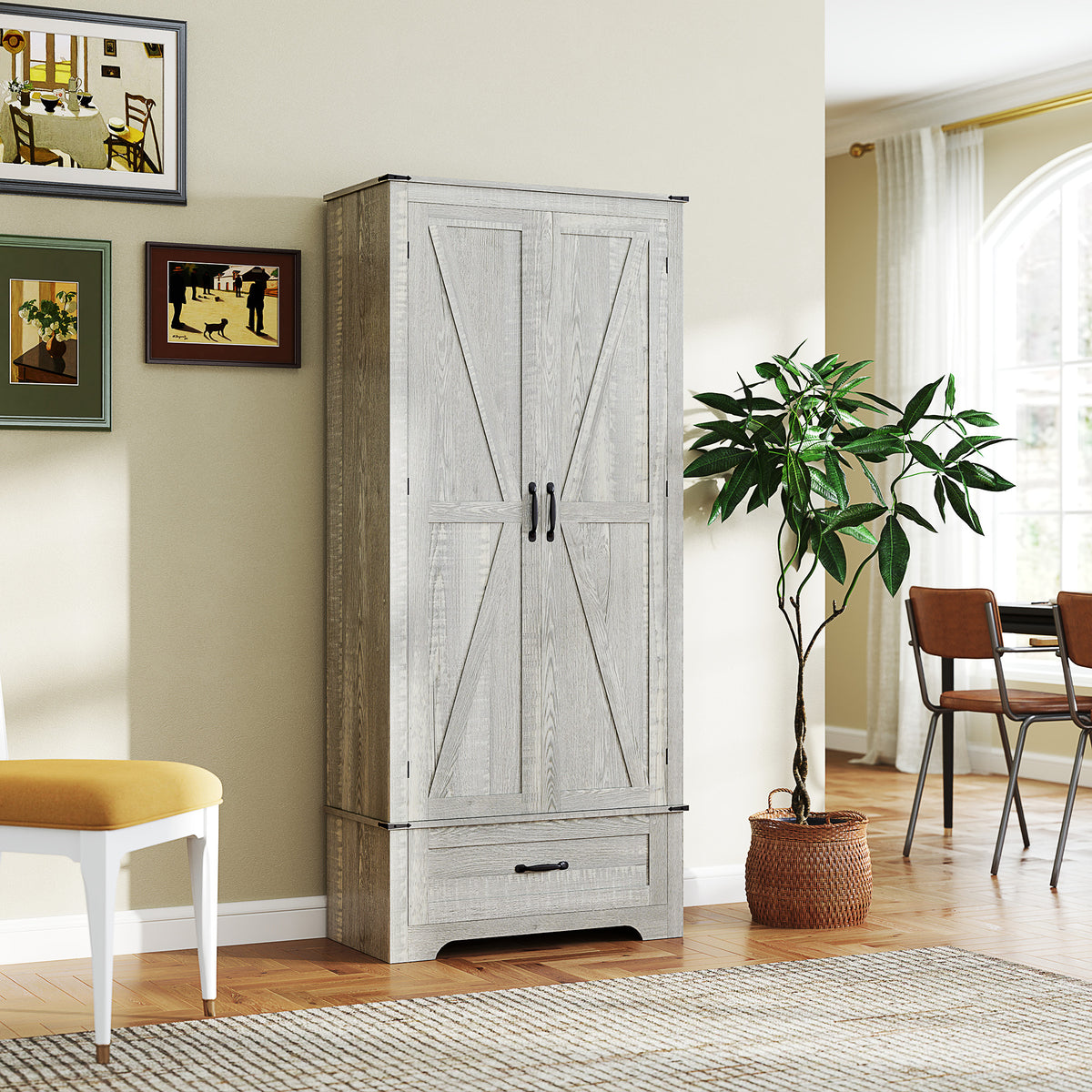 Farmhouse Pantry Cabinet with Adjustable Shelves – 32"W x 72"H