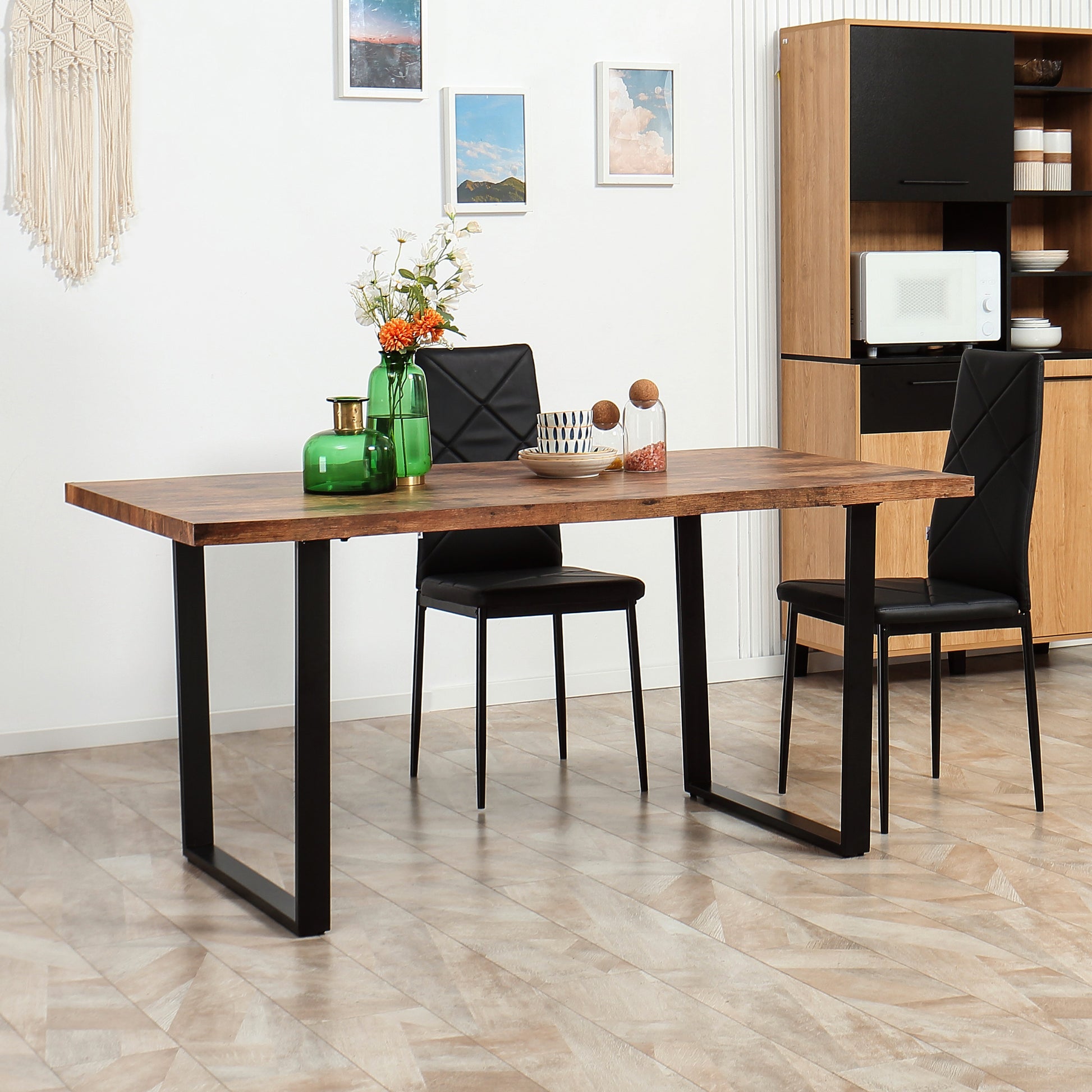 HOMCOM Industrial Dining Table 63" x 33.5" Rustic Brown