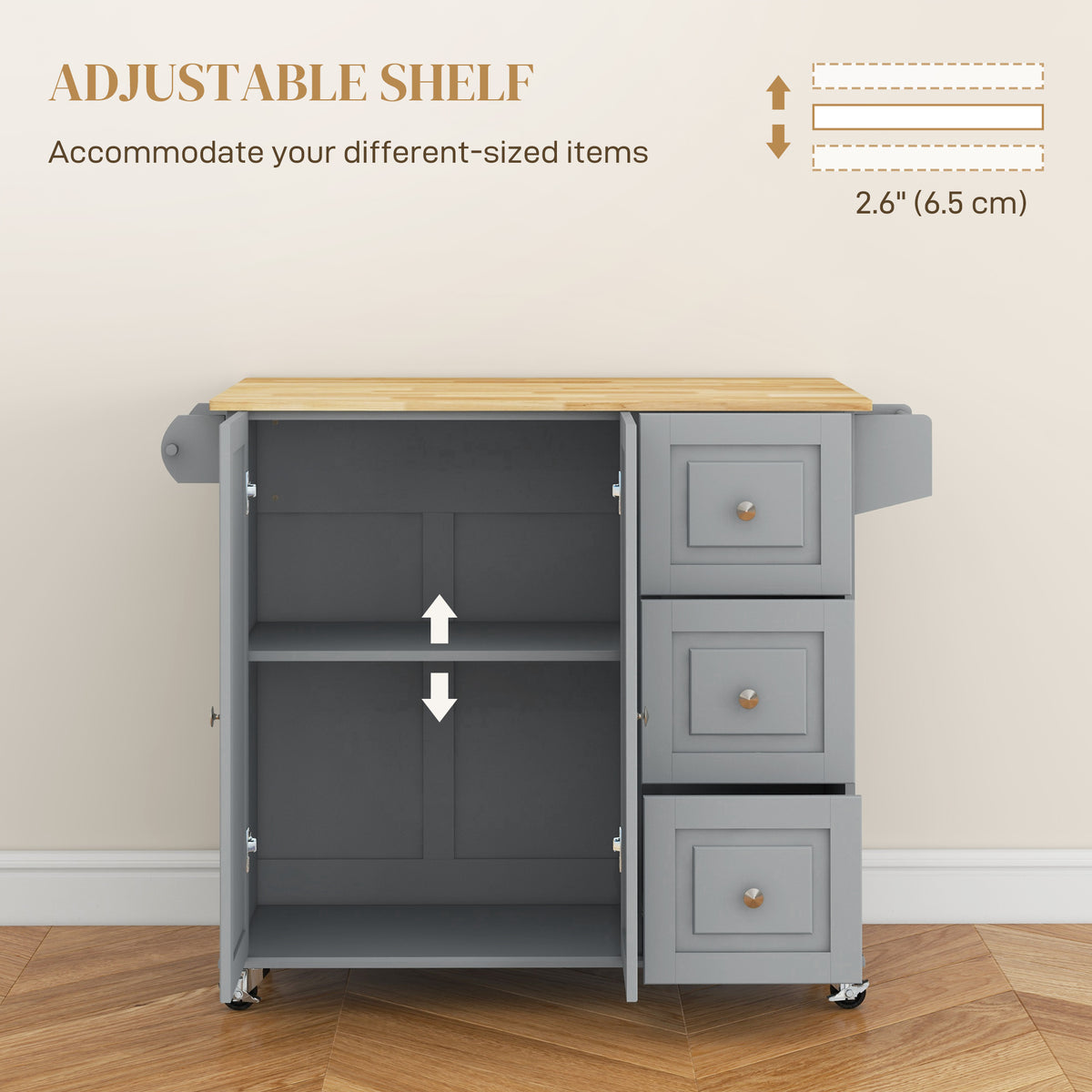 Kitchen Cart with Drop Leaf – 45"W x 36"H