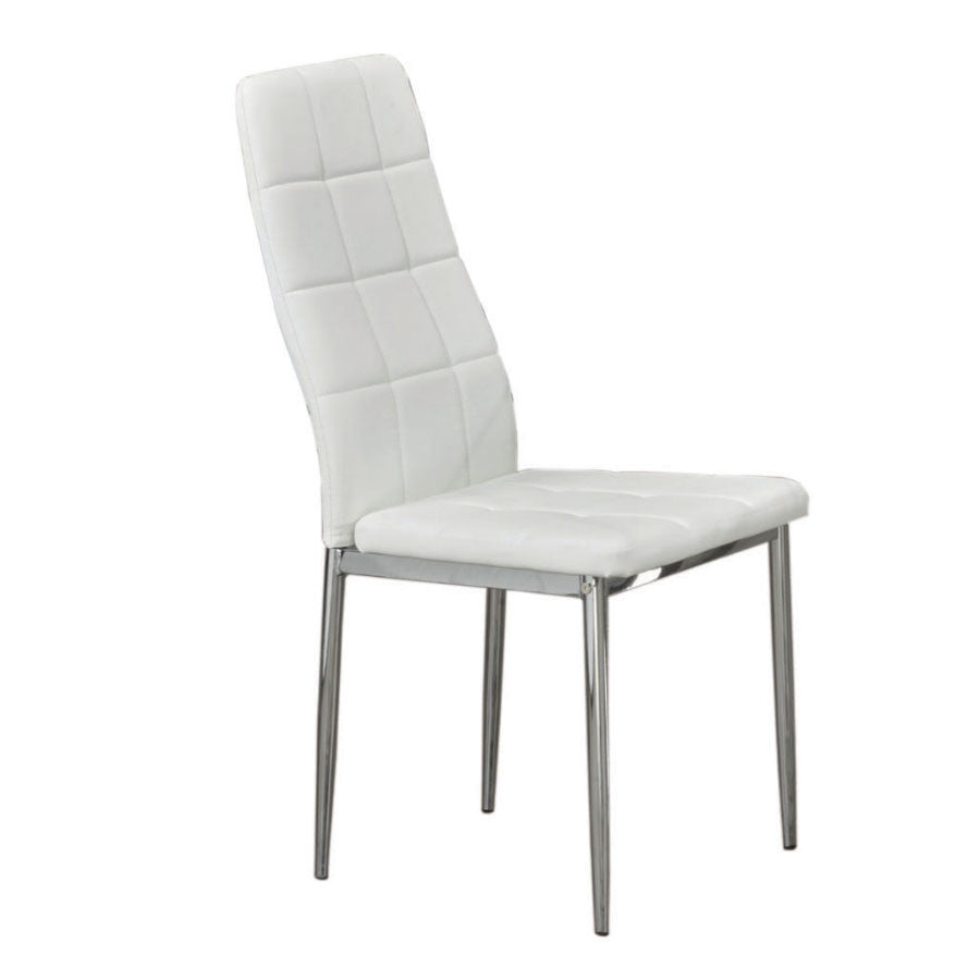 Slim Upholstered Dining Chair with Chrome Legs – Set of 4