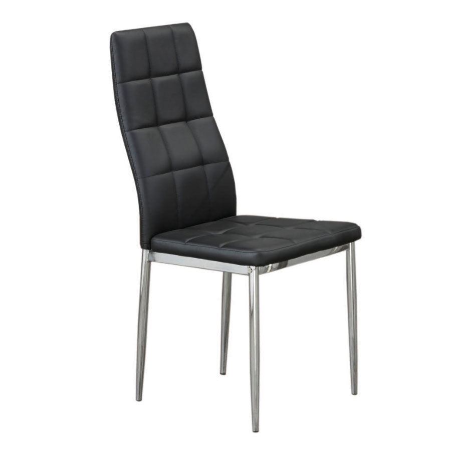 Slim Upholstered Dining Chair with Chrome Legs – Set of 4