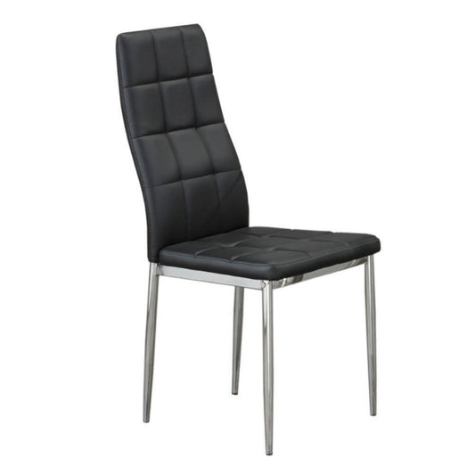 Slim Upholstered Dining Chair with Chrome Legs – Set of 4