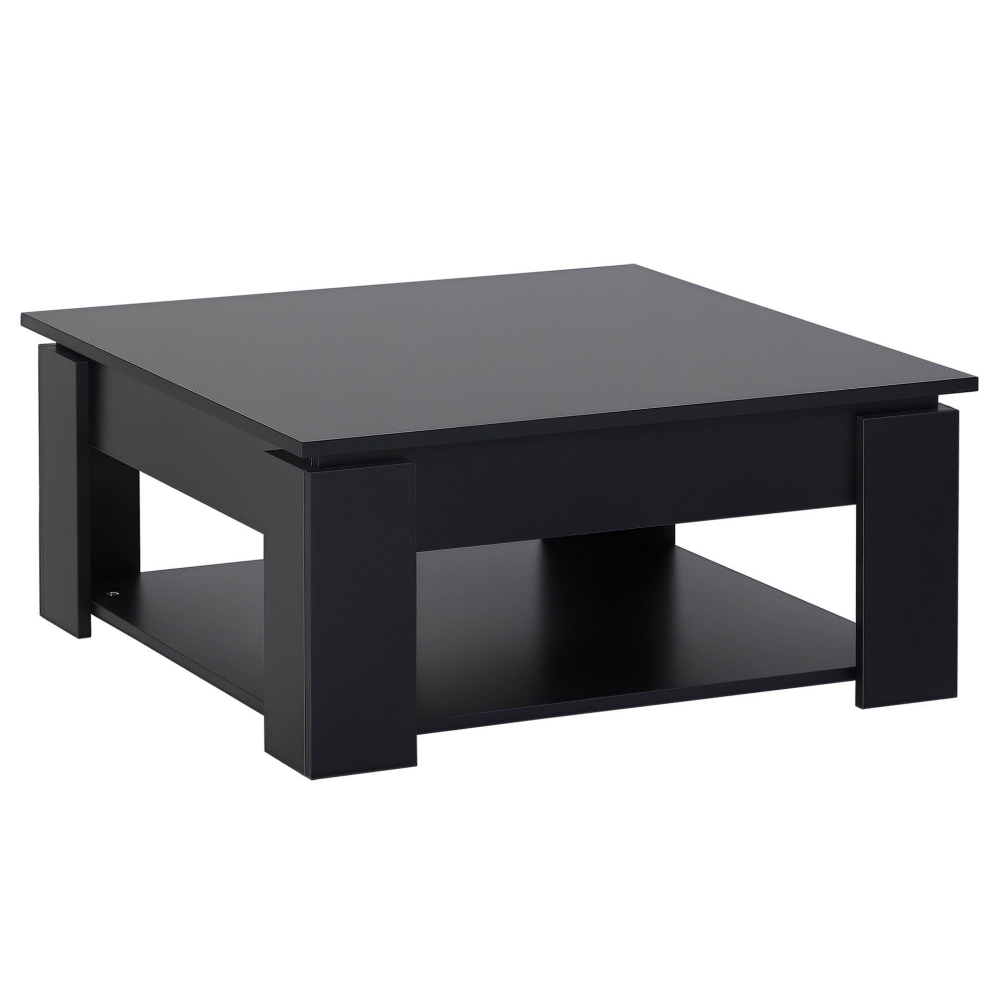 HOMCOM 2-Tier Modern Coffee Table with Bottom Shelf for Living Room