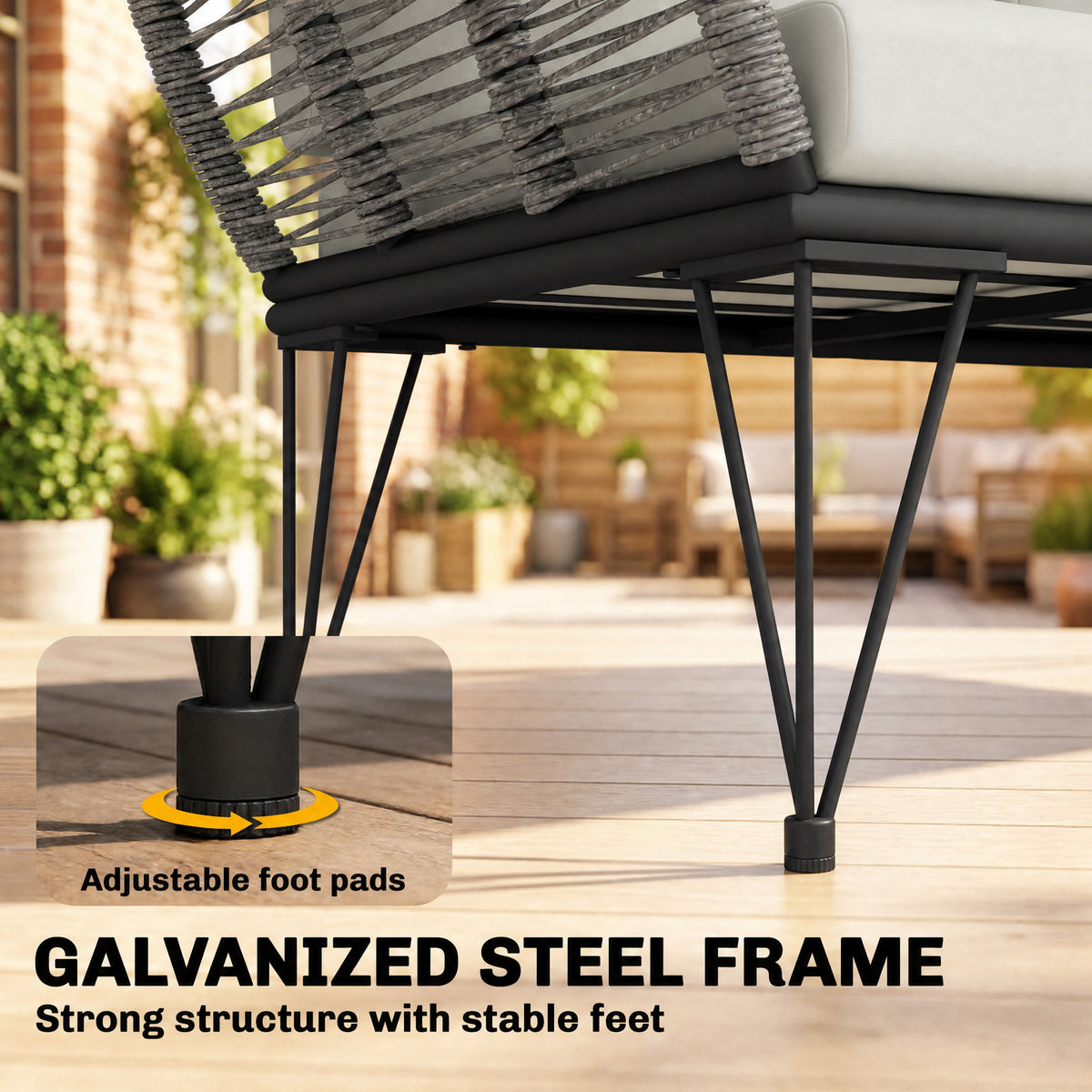 Outdoor Couch Patio Sofa with Cushions, 2 Seater Patio Furniture Loveseat with Galvanized Steel Frame