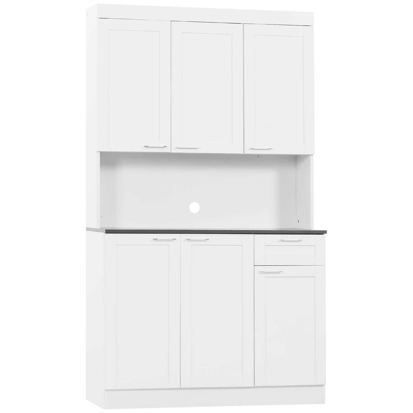 HOMCOM 71" Kitchen Pantry Cabinet High Gloss White