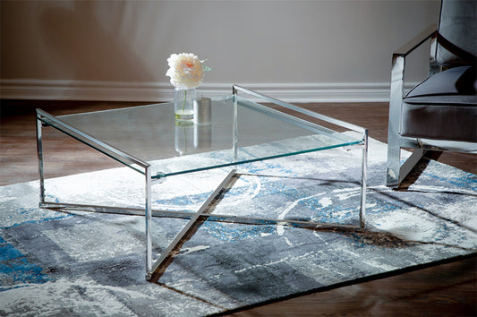 Square Glass Coffee Table with Chrome Frame