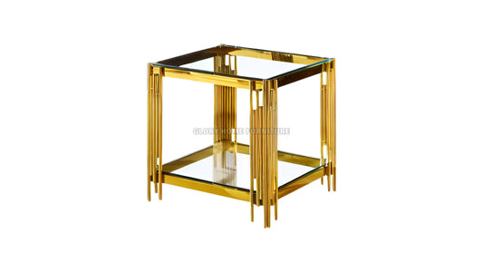 Square Glass Coffee Table with Gold Frame