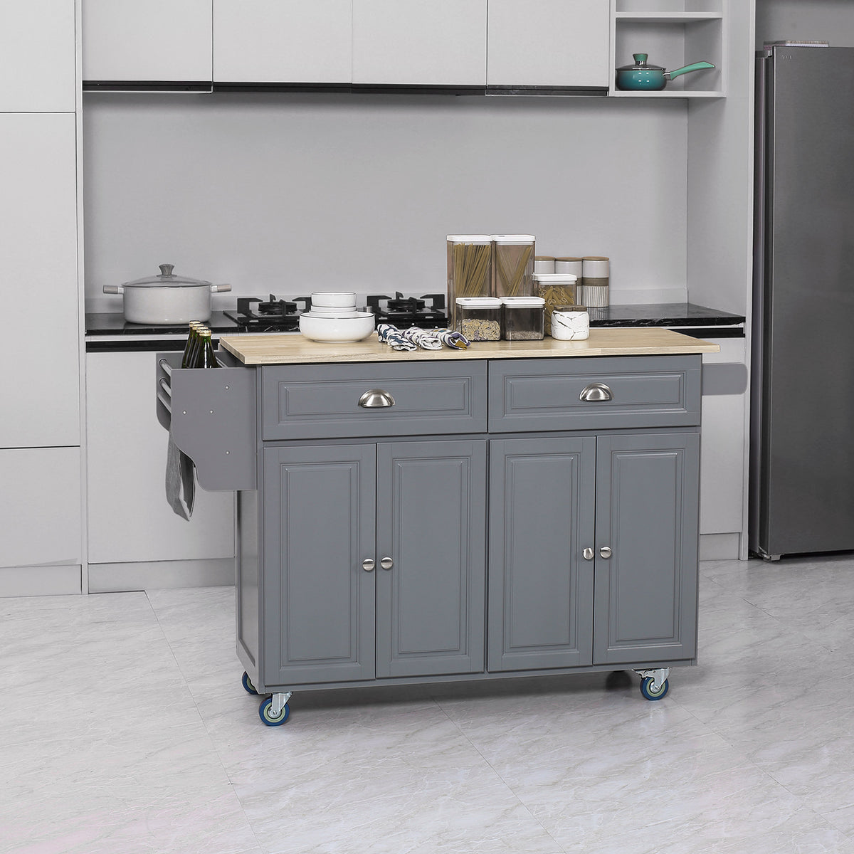 Kitchen Island with Storage – 58"W x 37"H