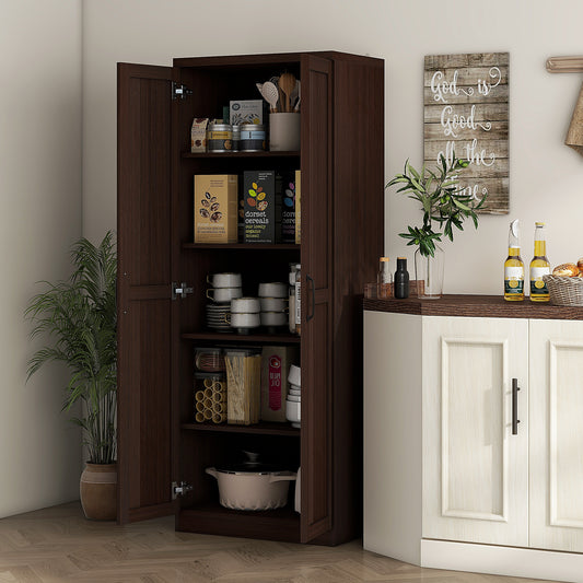 HOMCOM 63" 5-Tier Kitchen Pantry Cabinet Dark Brown