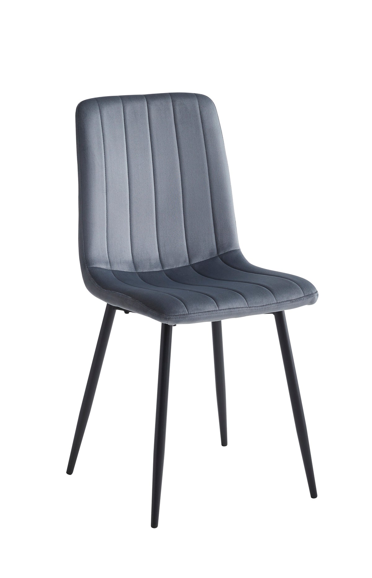 Stitched Velvet Dining Chair – Black Steel Legs – Set of 6