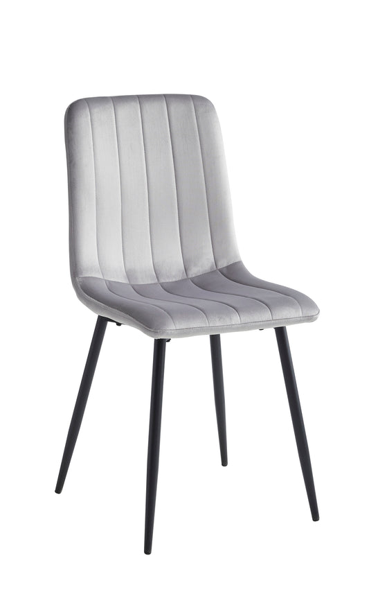 Stitched Velvet Dining Chair – Black Steel Legs – Set of 6