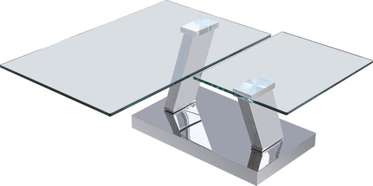 Swivel Glass Coffee Table with Chrome Base