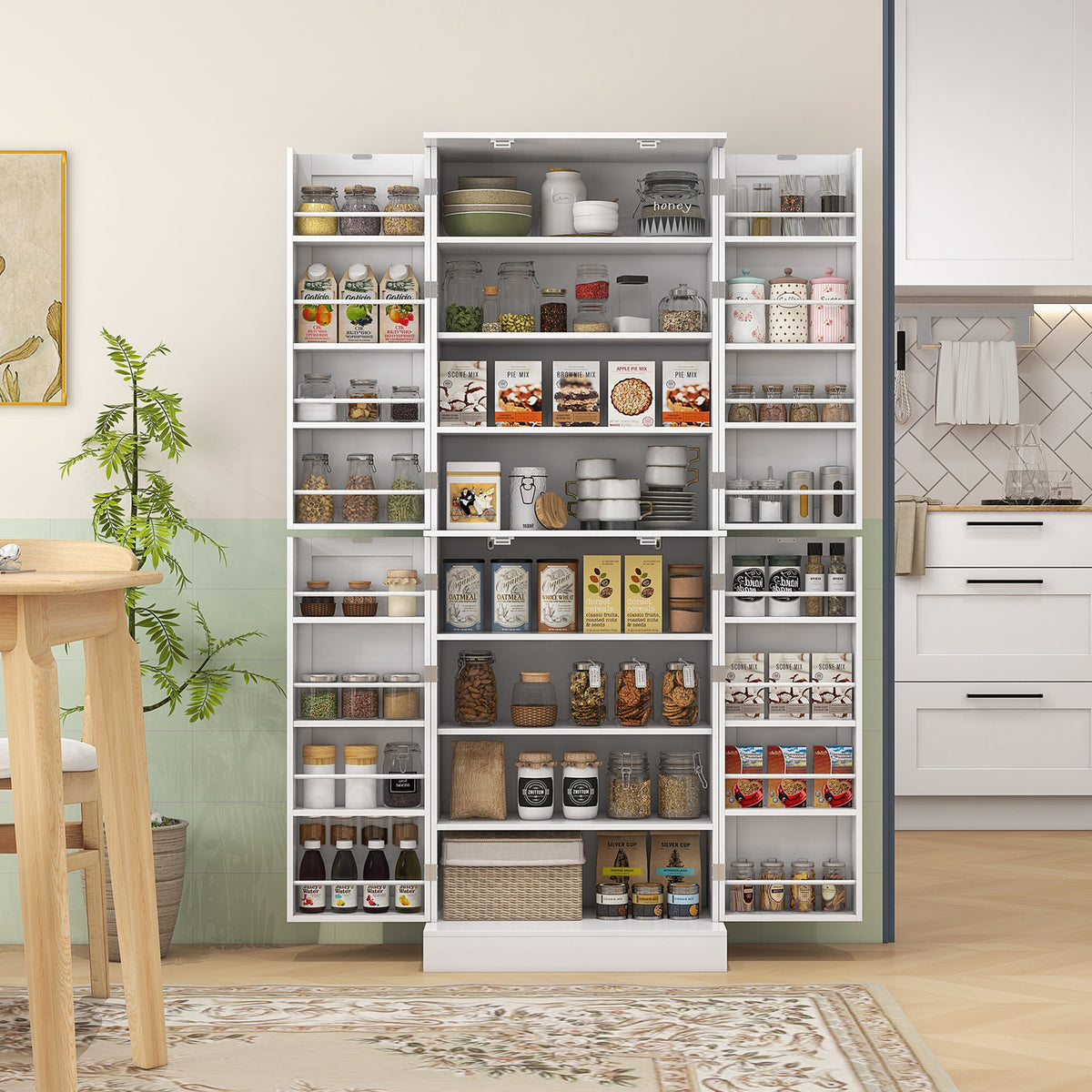 Kitchen Pantry Cabinet with 4 Doors and 16 Door Shelves – 24"W x 65"H