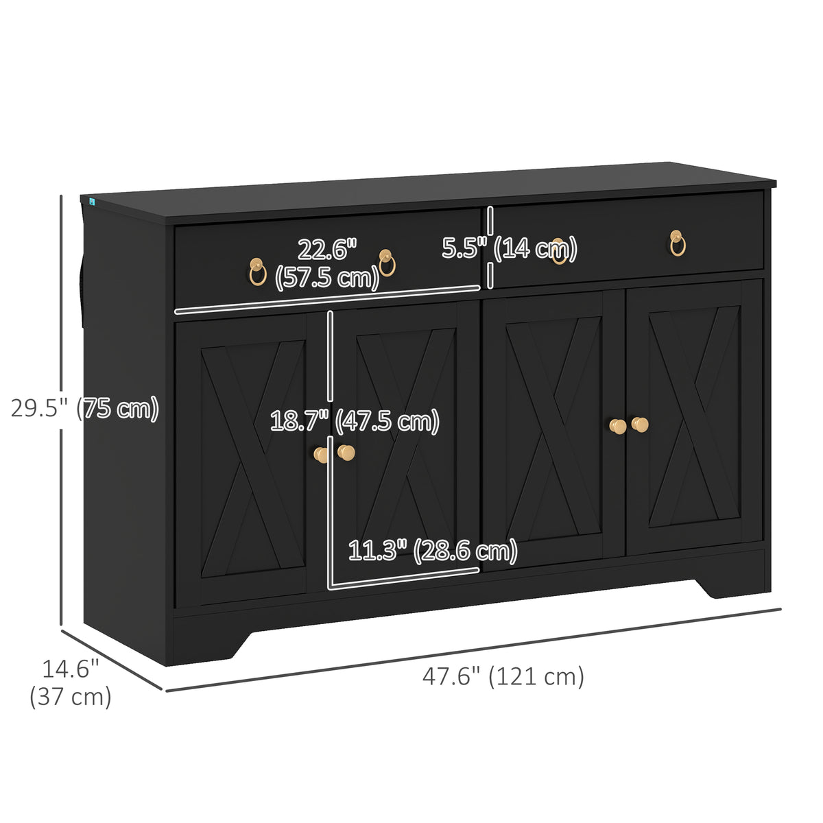 Sideboard Cabinet with 2 Drawers – 48"W x 30"H