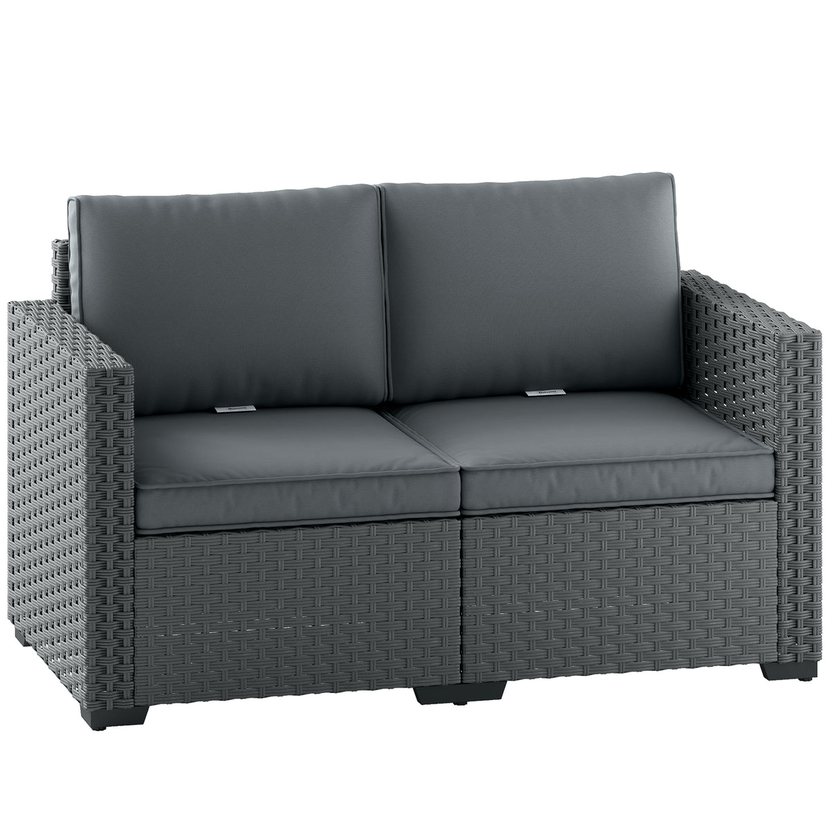 2 Seater Outdoor Couch Patio Sofa with Deep Seat, Cushions, Wide Armrests for Garden, Balcony, Porch
