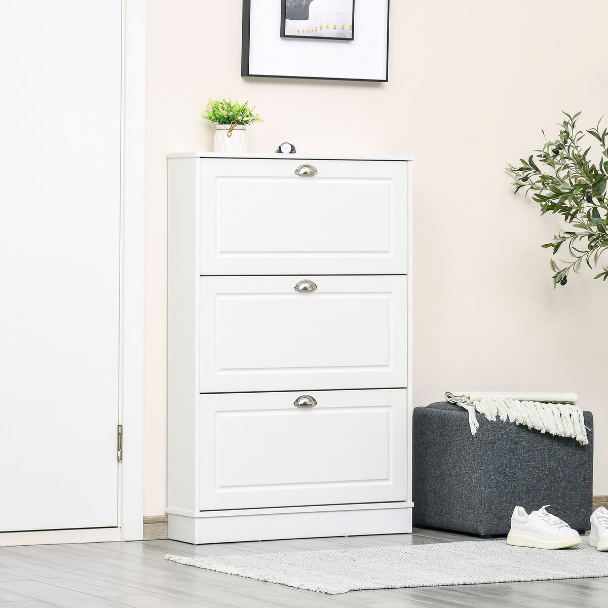 Shoe Cabinet with 3 Flip Drawers – 30"W x 46"H