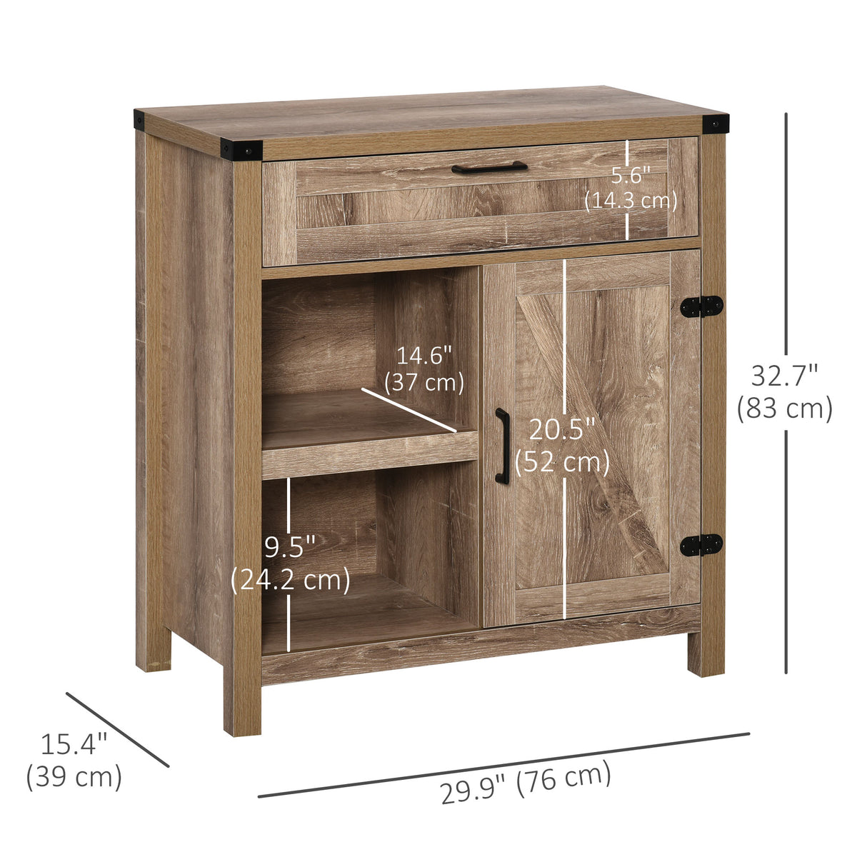 Farmhouse Sideboard with Barn Doors – 30"W x 33"H