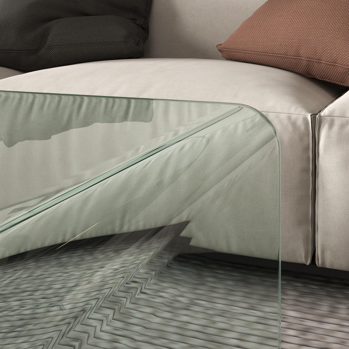 Clear Glass Coffee Table with Safe Rounded Edges