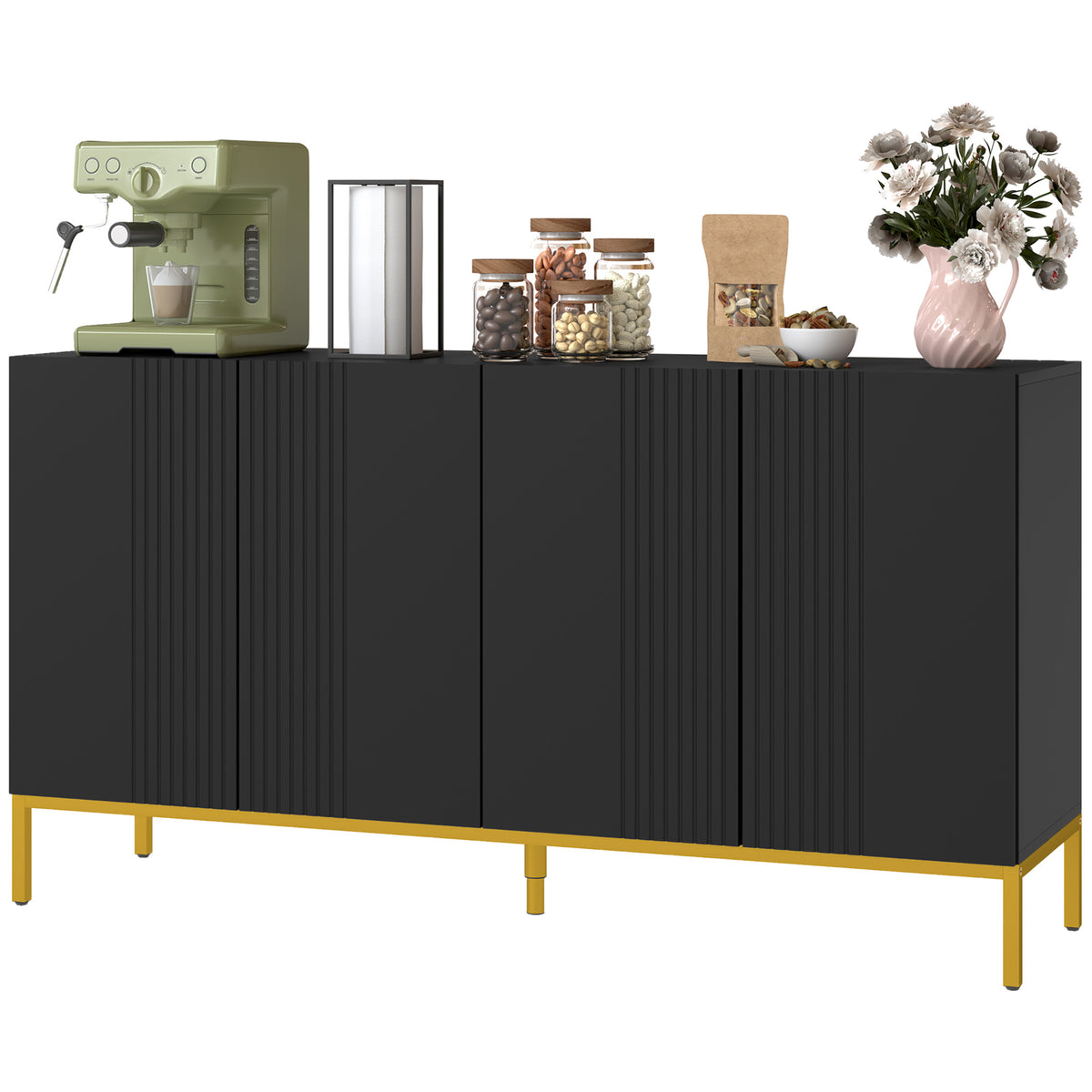 Sideboard Storage Cabinet with Adjustable Shelves – 55"W x 30"H