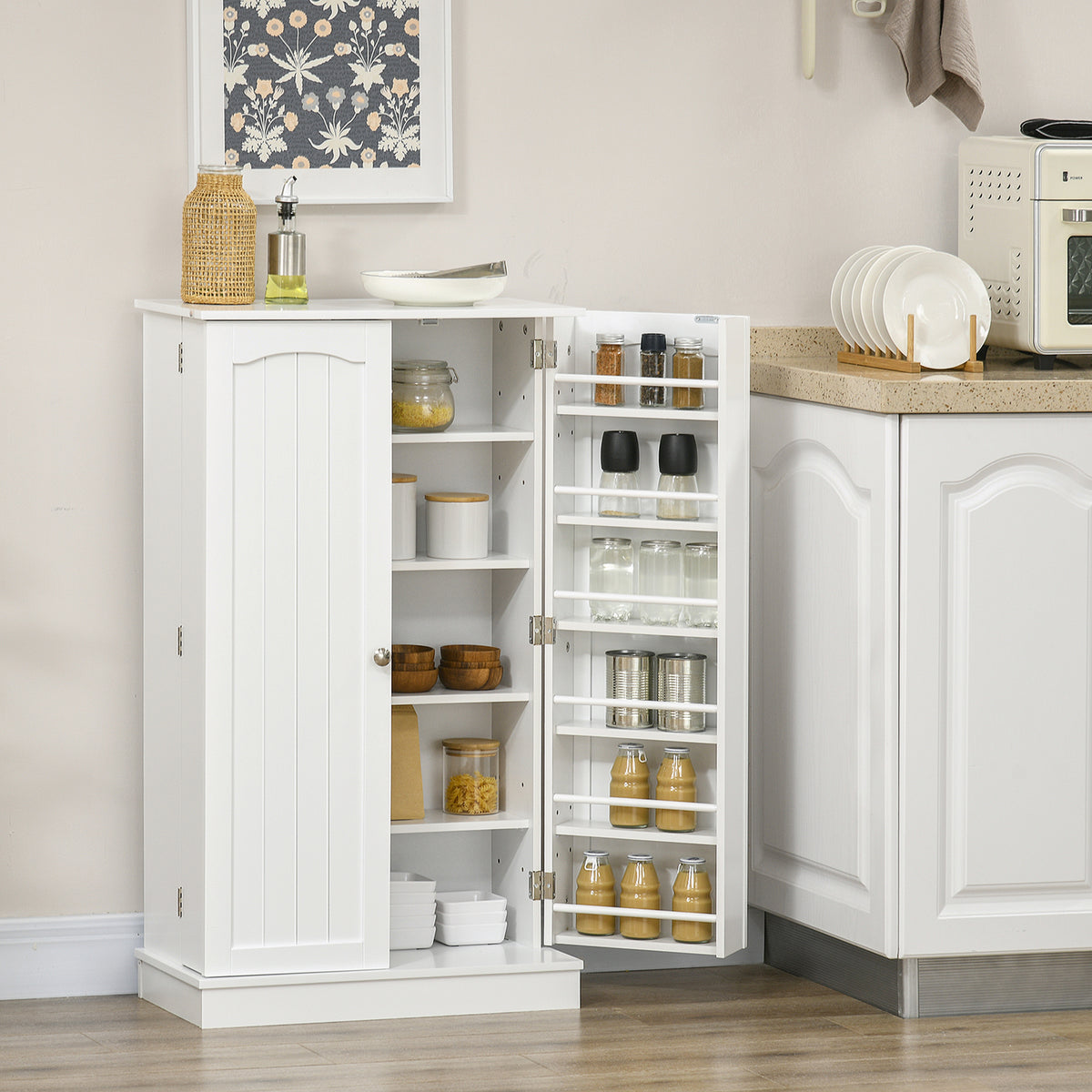2-Door Kitchen Pantry Cabinet with 5-tier Shelving – 24"W x 41"H
