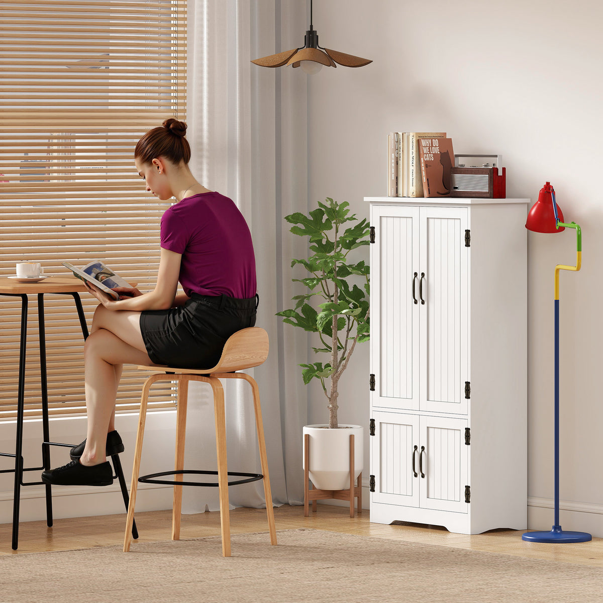 4-Door Pantry Storage Cabinet with Adjustable Shelves – 24"W x 49"H