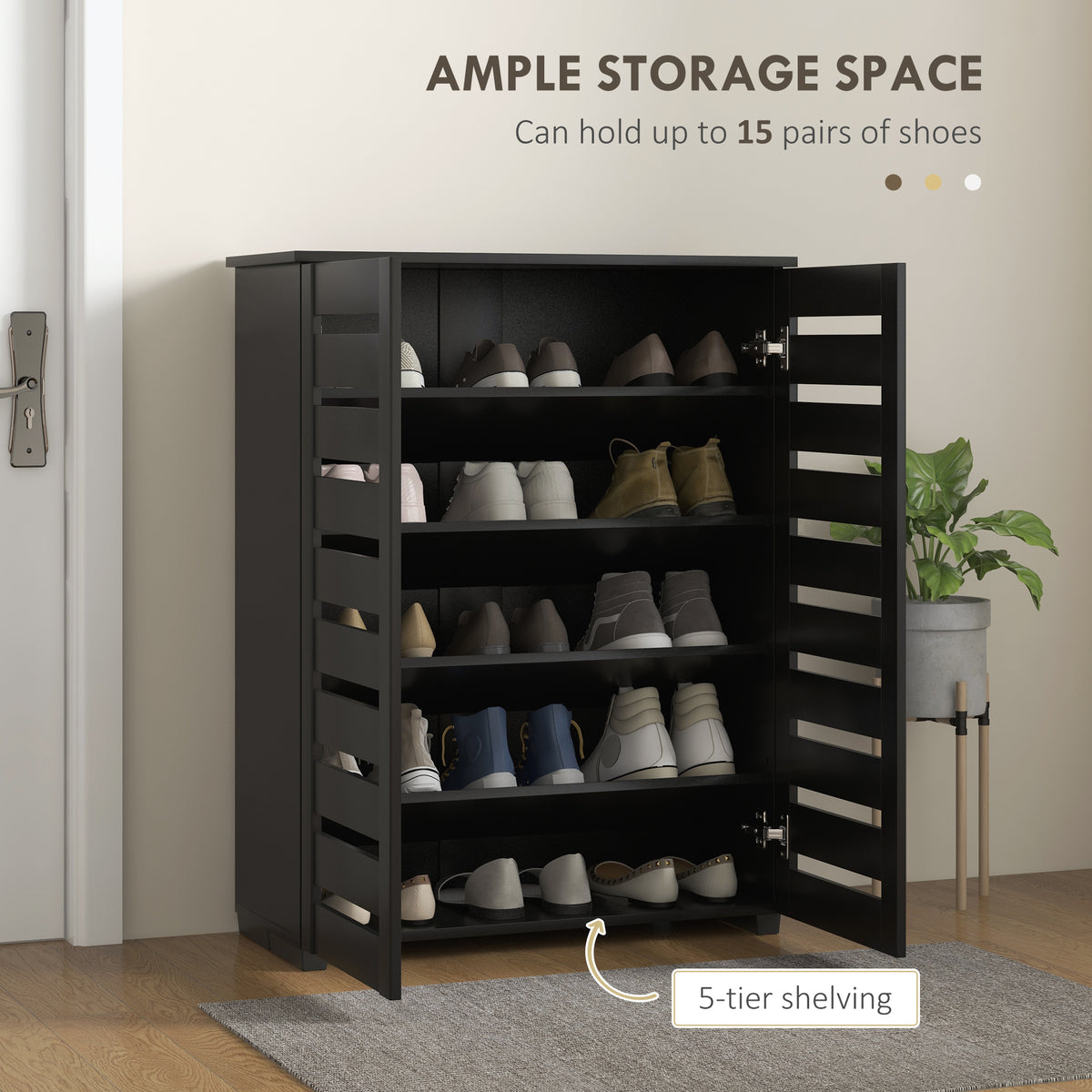 Shoe Cabinet with 2 Slatted Doors – 30"W x 39"H