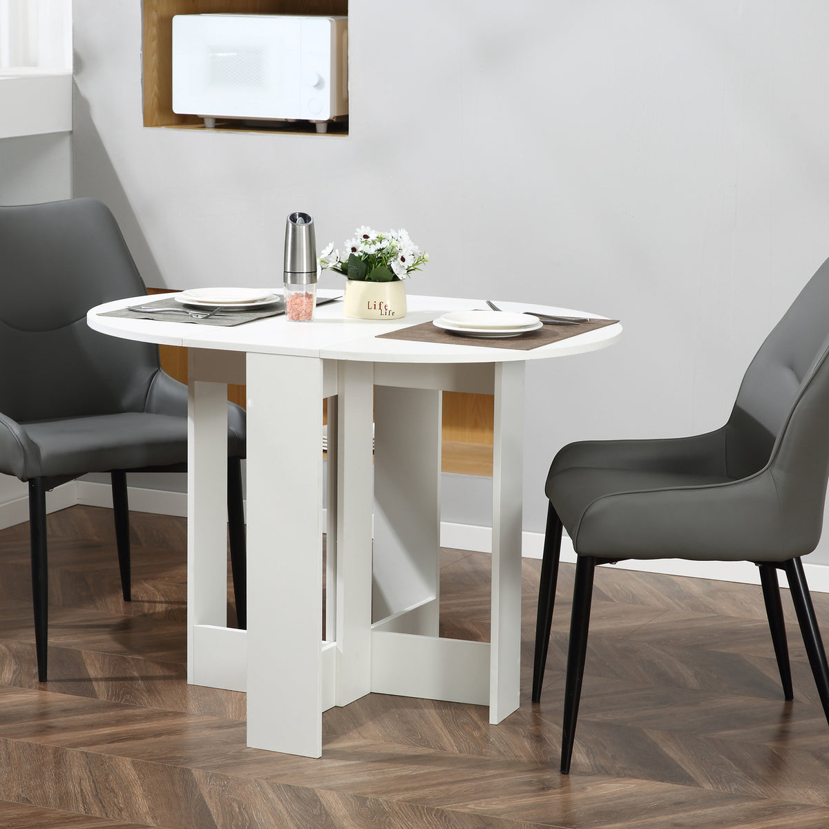 41" Oval Drop Leaf Folding Dining Table for Small Spaces