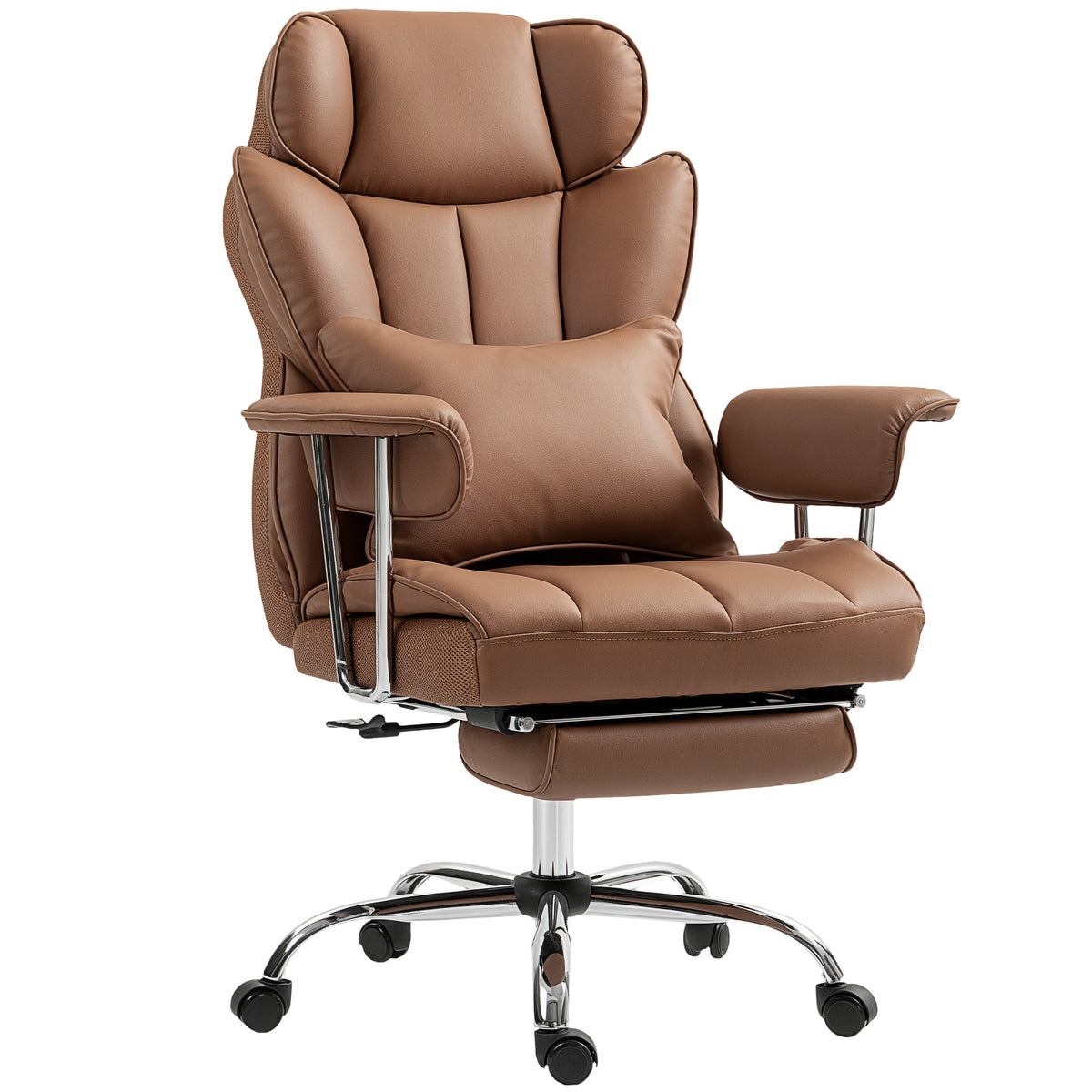 400LBS Massage Office Chair, Executive Office Chair with 6-Point Vibration, Brown