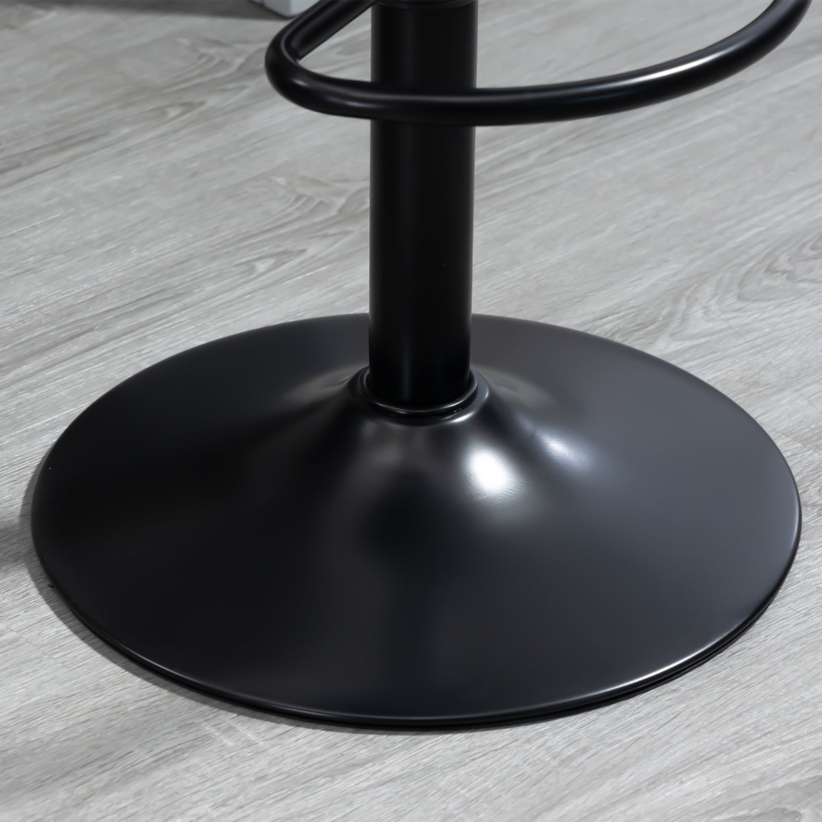 Retro PU Leather Swivel Bar Stools with Footrest and Mid Back, Round Base, Set of 2, Black