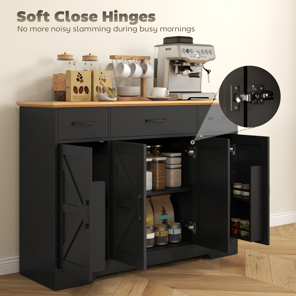 Buffet Cabinet with Soft-Close Hinges – 47"W x 34"H