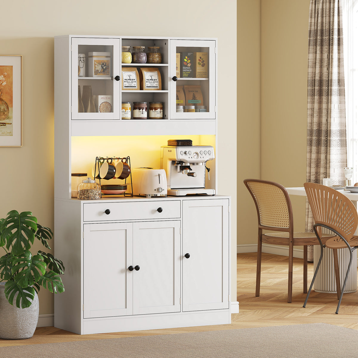 Tall Kitchen Pantry with LED Light – 41"W x 71"H
