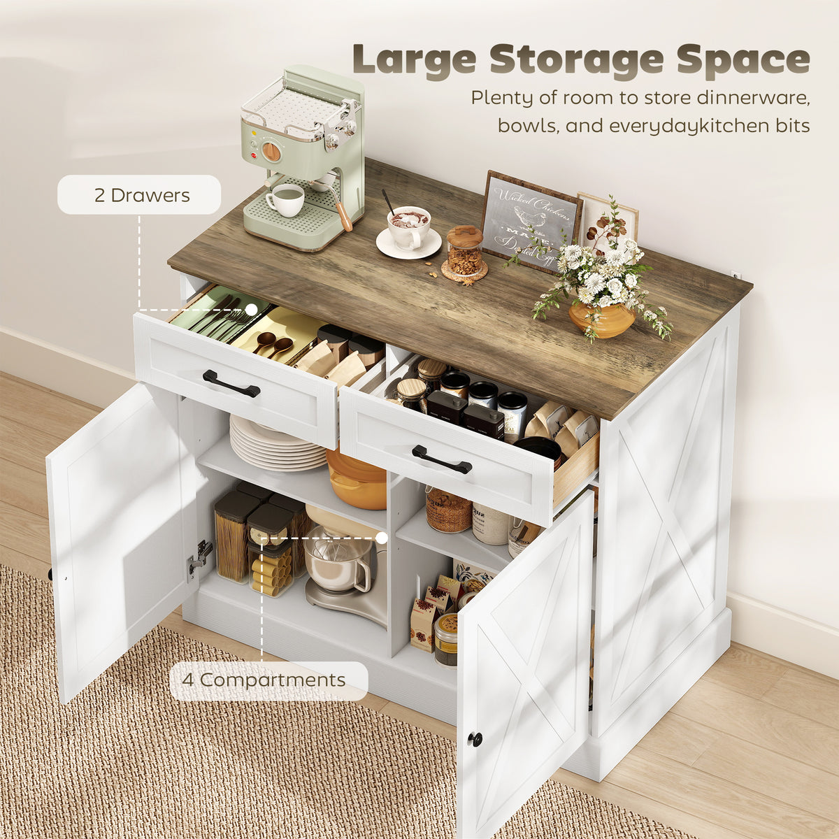 Kitchen Island with Sitting Space – 42"W x 36"H