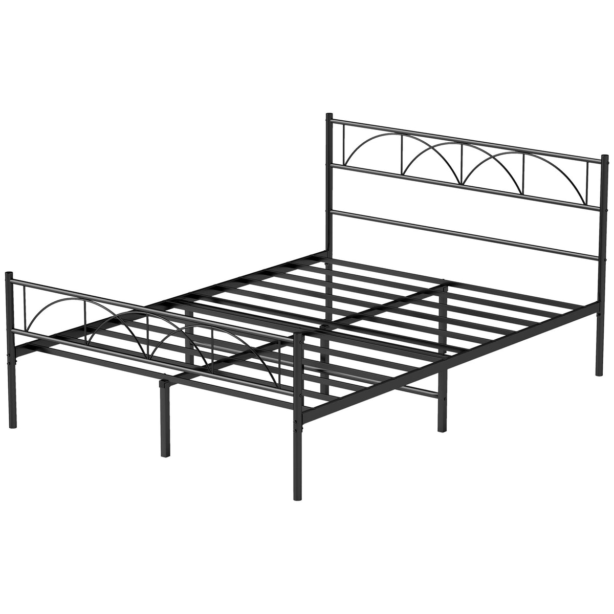 Metal Platform Bed Frame with Headboard and Footboard