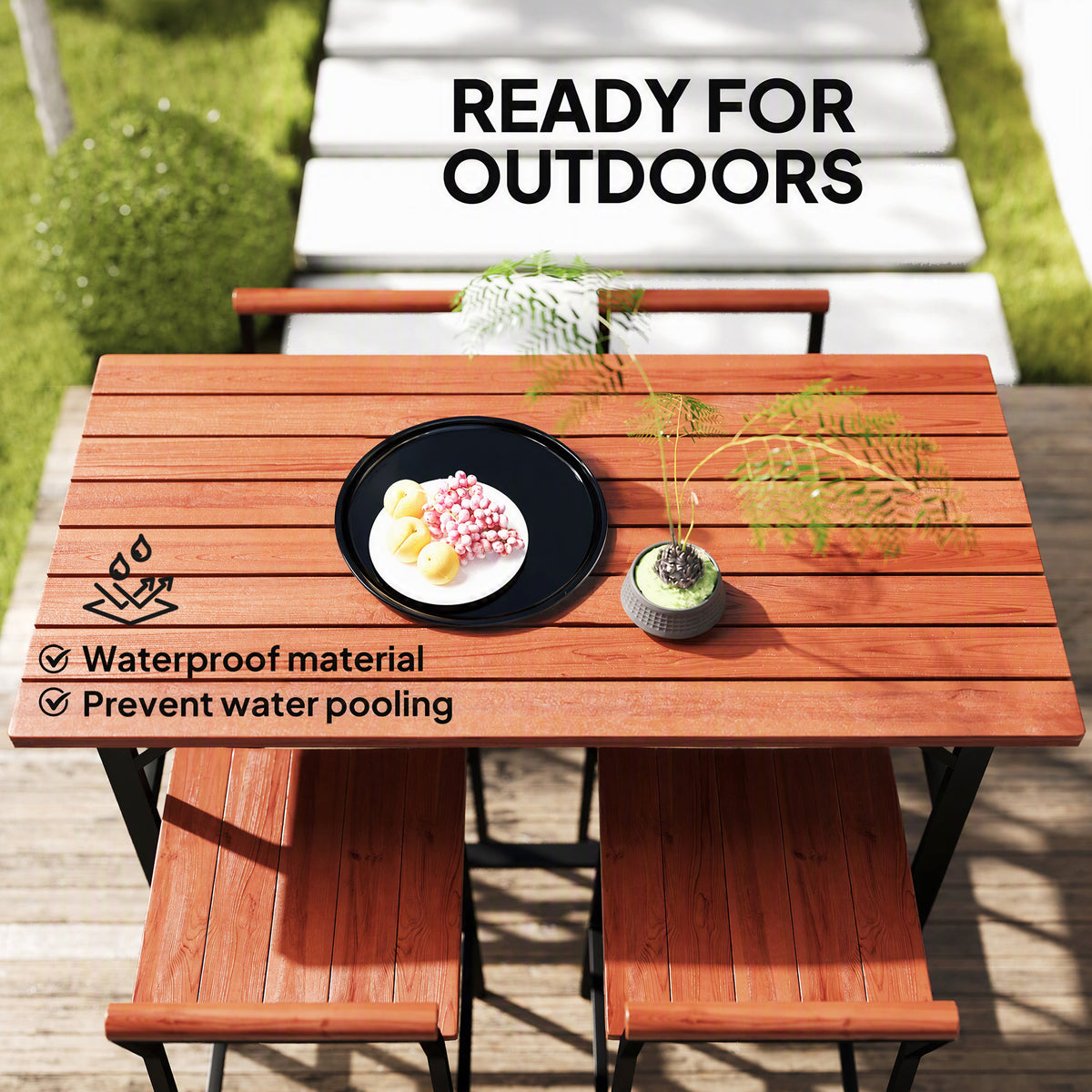 5 Piece Patio Bar Set with 47" Bar Height Table and 4 Bar Stools, for Backyard, Balcony, Porch, Pool, Lawn