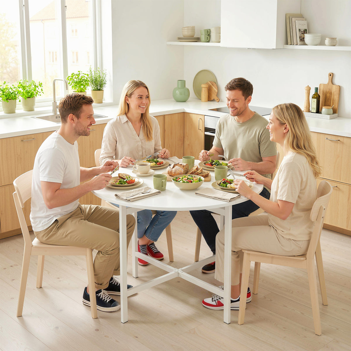 Drop Leaf Table, Folding Round Dining Table for Small Spaces 80 cm