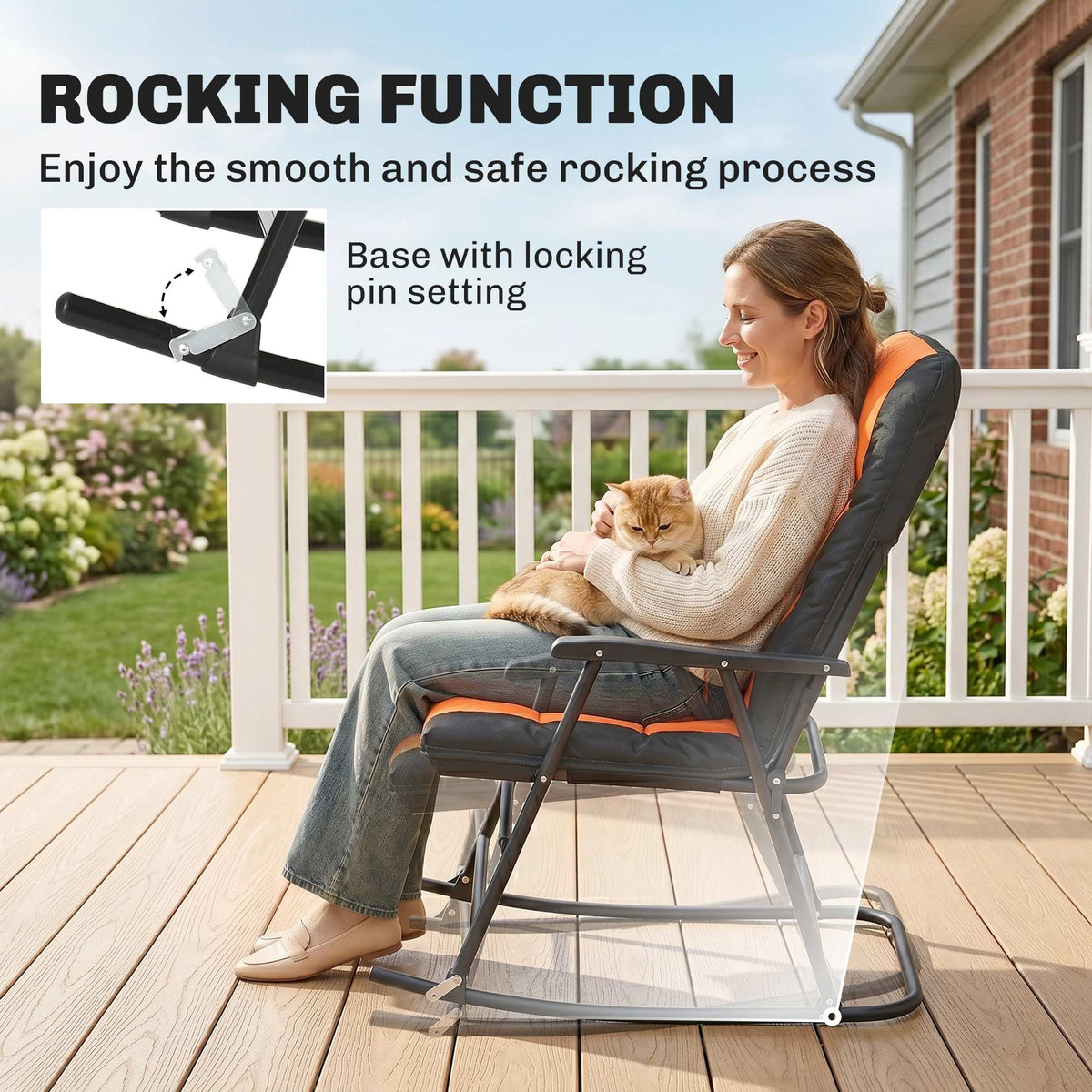 3-Piece Outdoor Foldable Rocking Chair Set