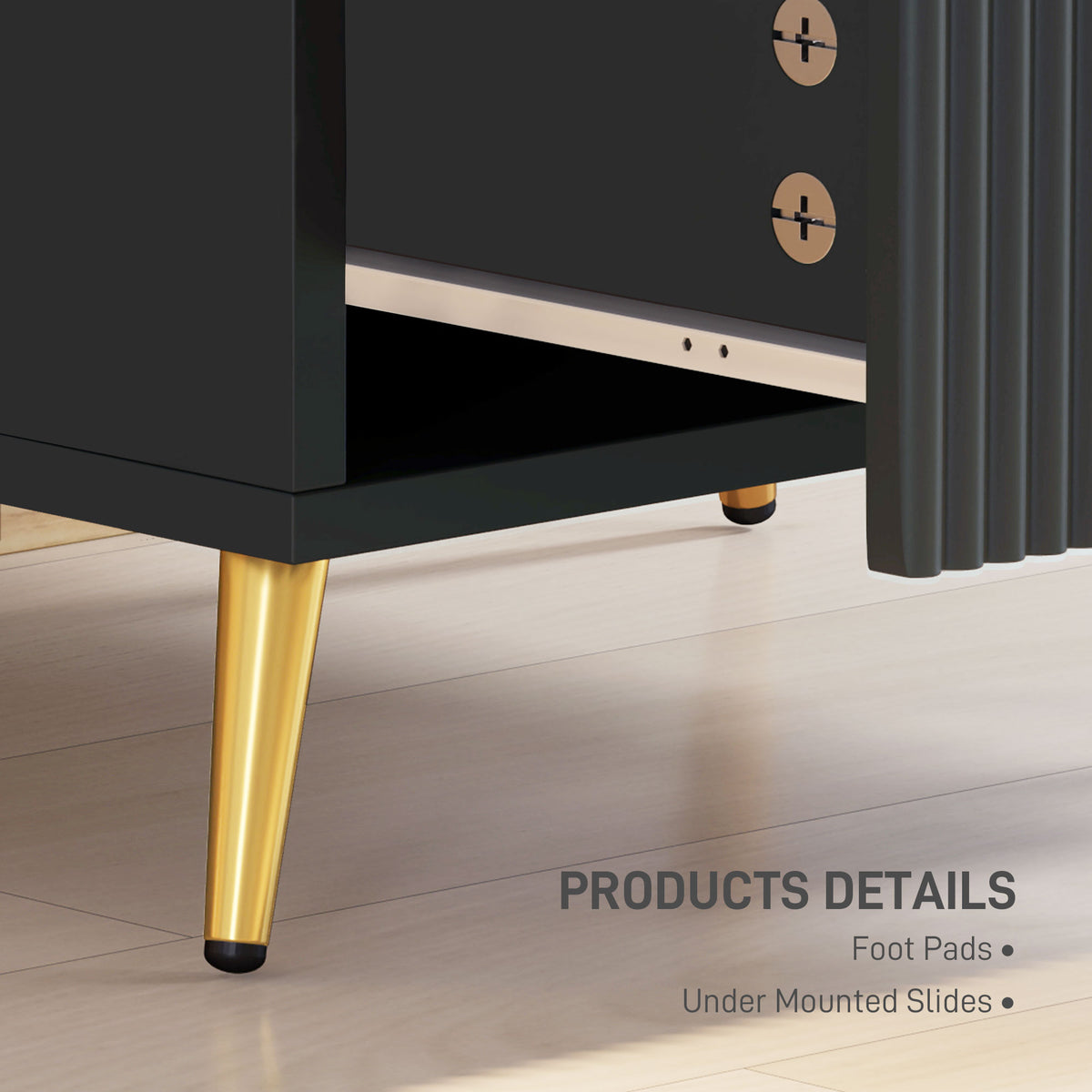 2-Drawer Nightstand with Metal Legs – 20"W x 20"H
