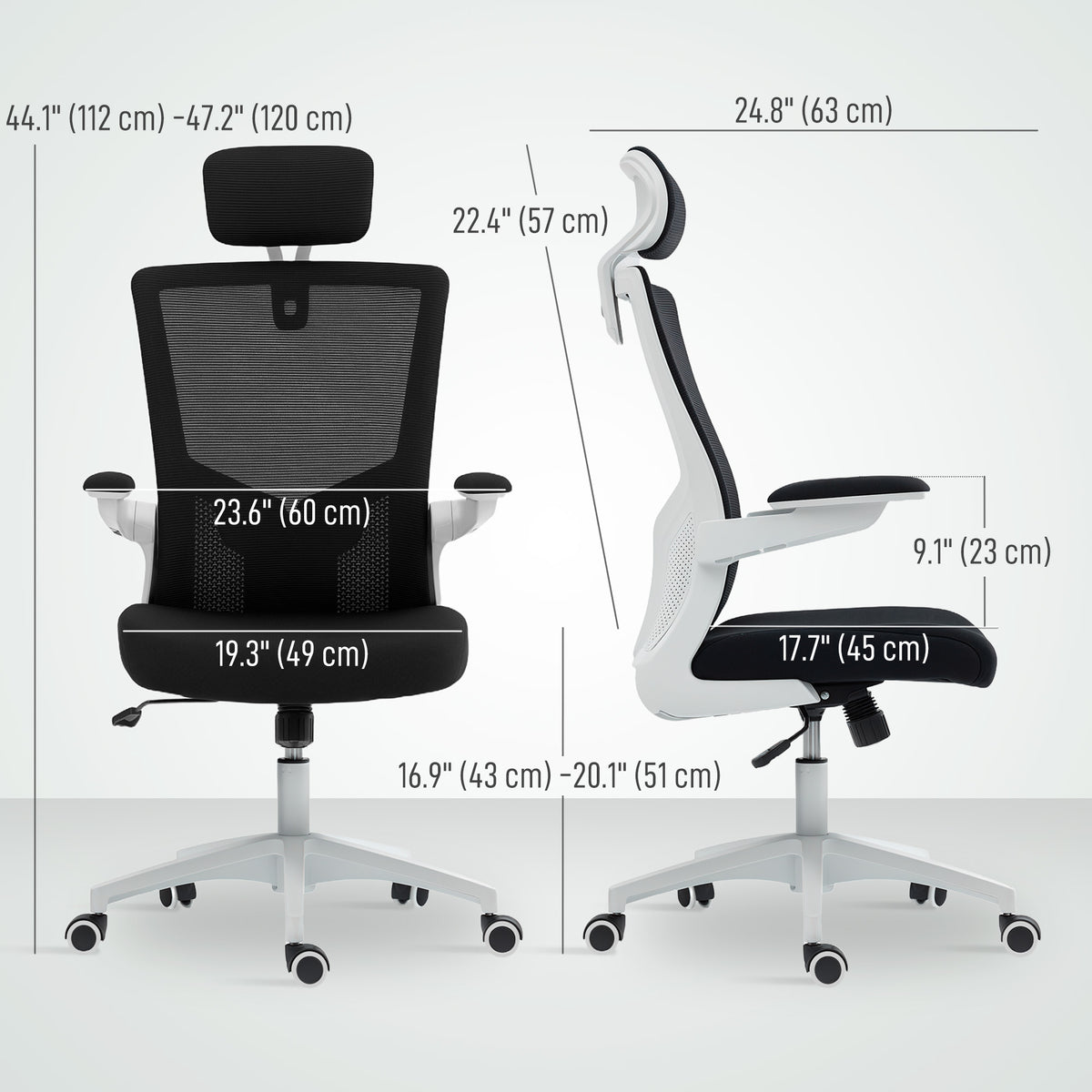 Ergonomic Office Chair, Swivel Desk Chair with Adjustable Lumbar Support, Black
