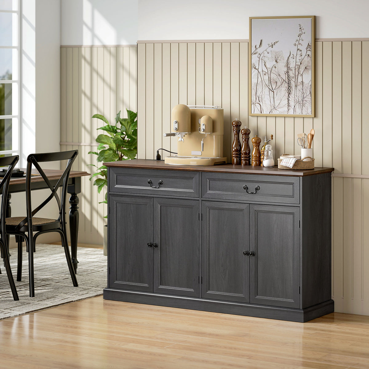 Farmhouse Sideboard with Charging Station – 55"W x 33"H