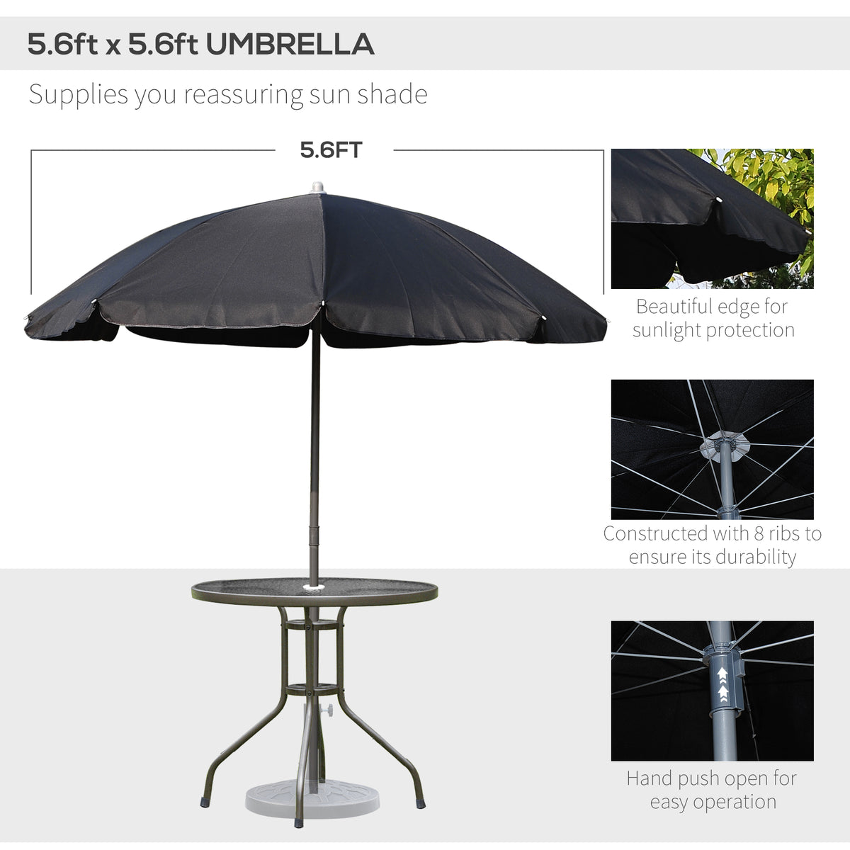 6 Pieces Outdoor Dining Set for 4 with Umbrella Patio Outdoor Furniture Set with Round Table 4 Folding Chairs