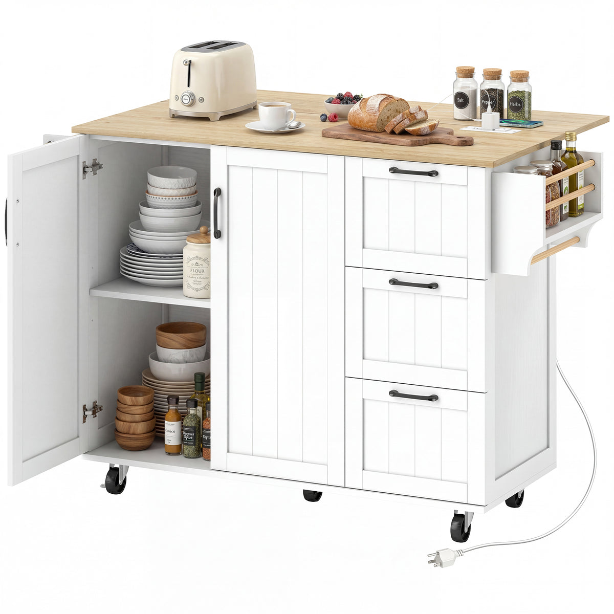 Kitchen Island with Drop Leaf – 53"W x 36"H