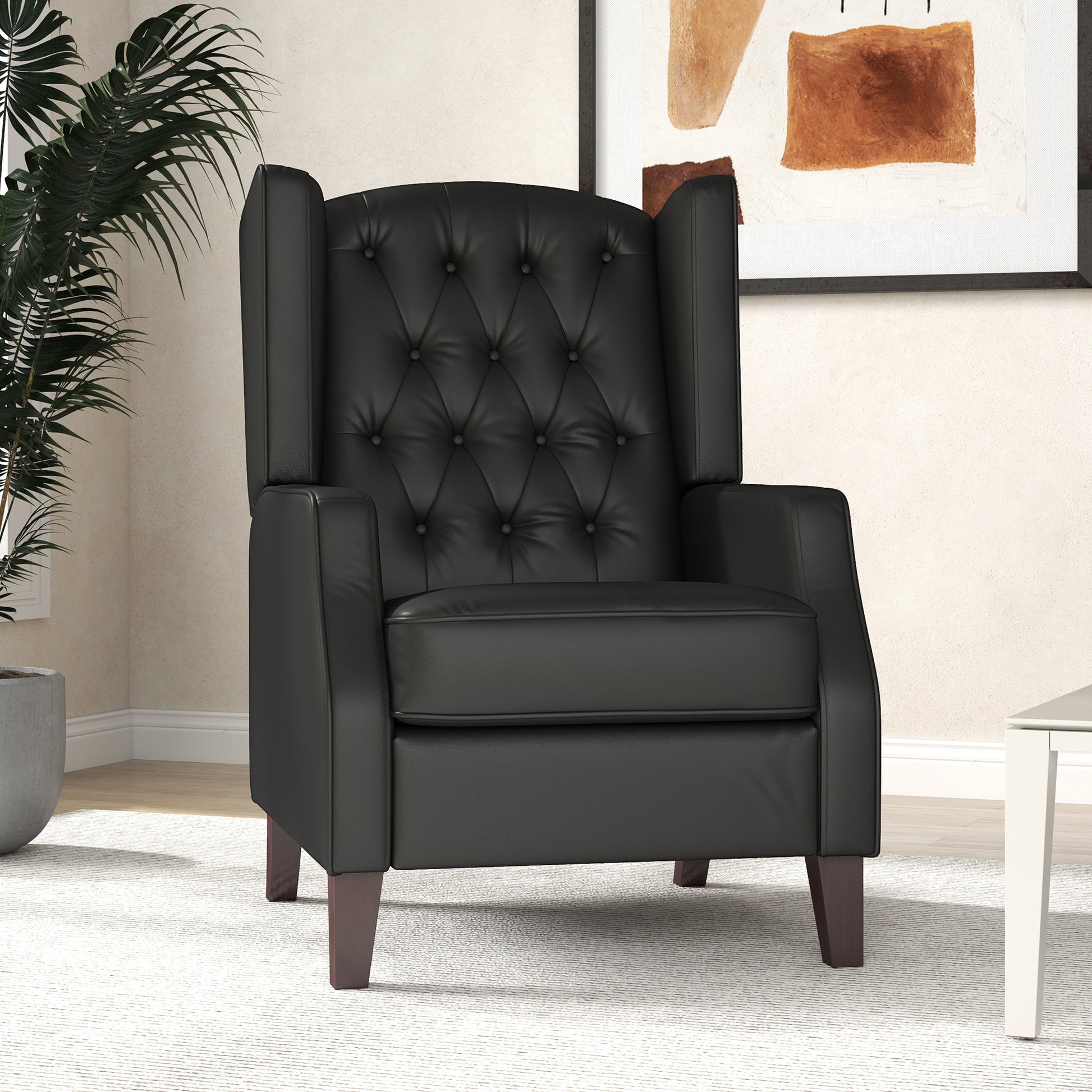 HOMCOM Faux Leather Accent Armchair - Modern Comfort, Thick Padding