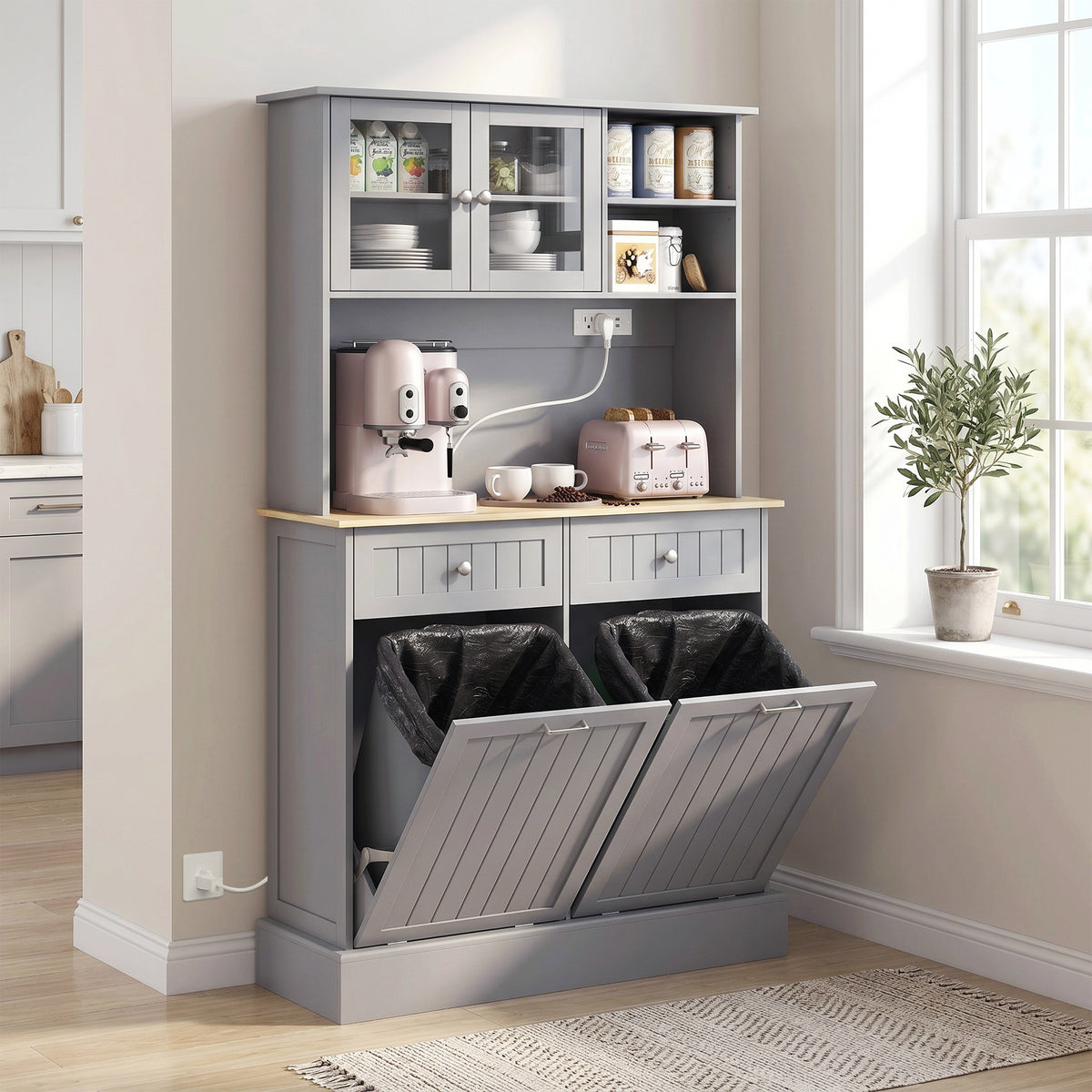 Kitchen Cabinet with Charging Station – 39"W x 68"H