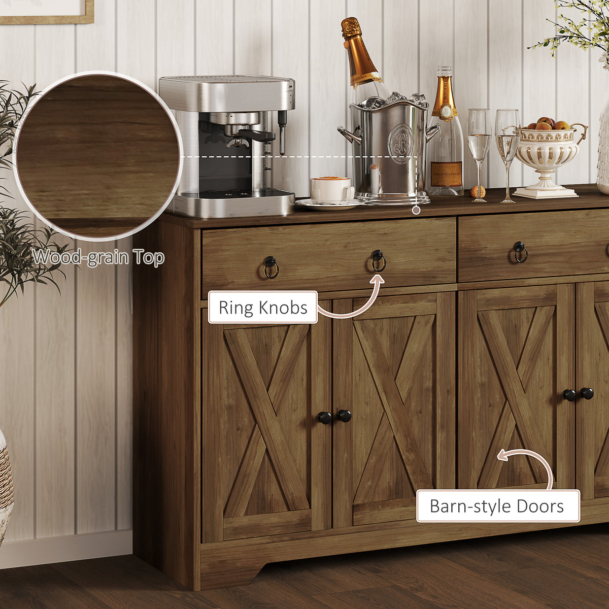 Sideboard Cabinet with 2 Drawers – 48"W x 30"H