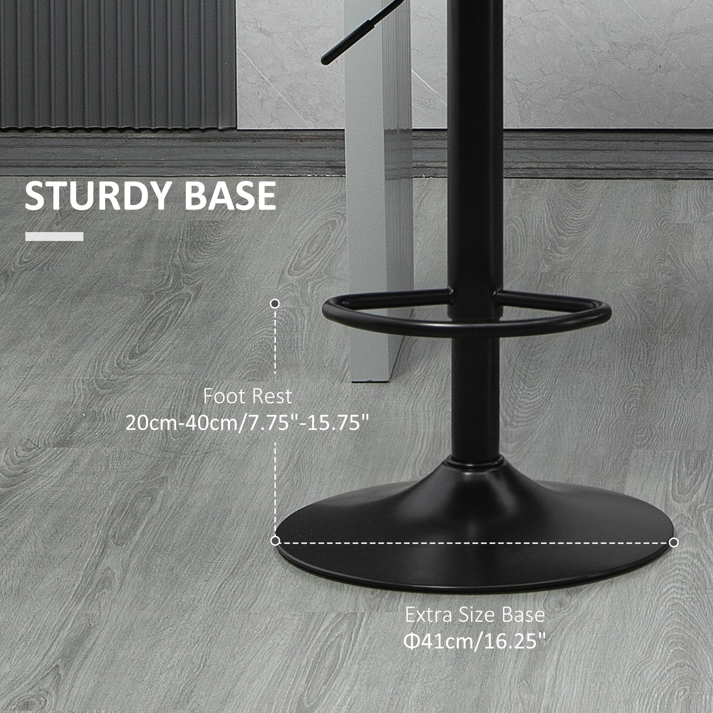 HOMCOM Modern Adjustable Swivel Bar Stools Set, Tufted Fabric, Armrests, Footrest, Grey