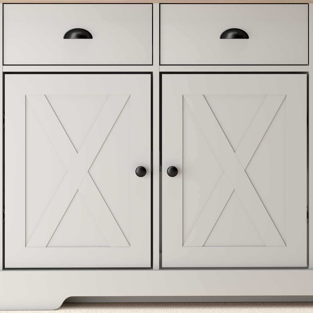 Farmhouse Sideboard with 3 Barn Doors and 3 Drawers – 47"W x 30"H