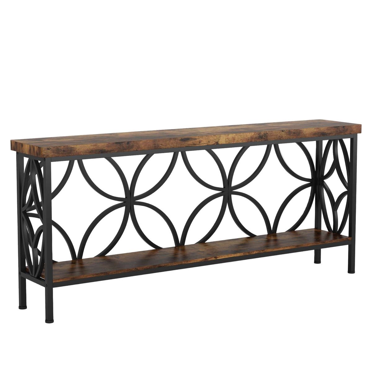 2-Tier Console Table, 70.9" Industrial Sofa Table Behind Couch
