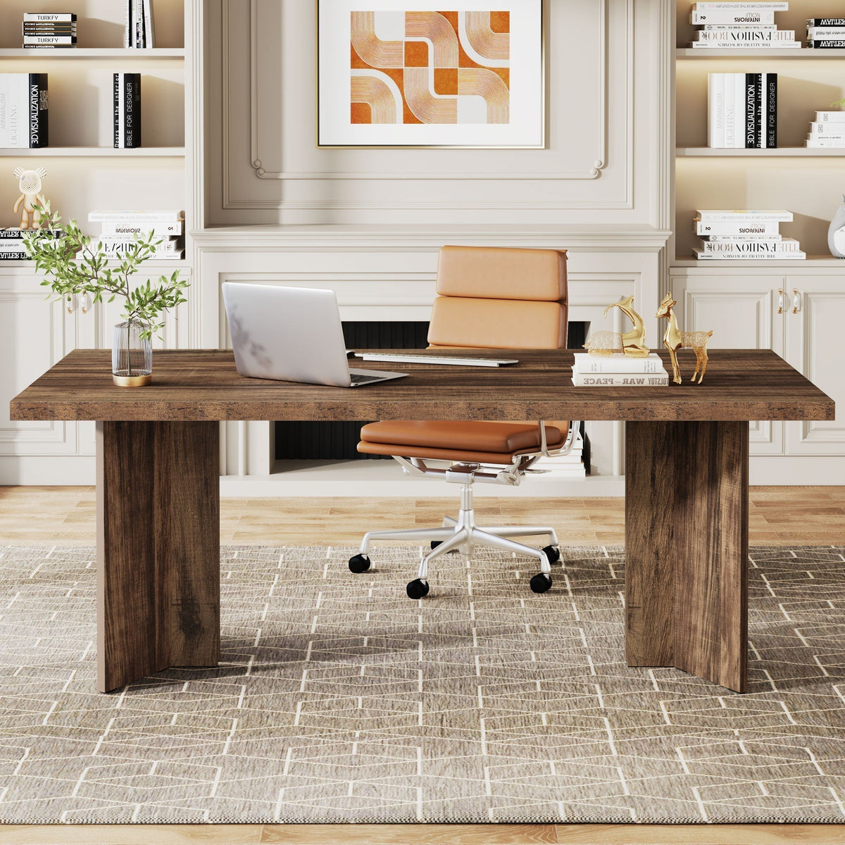 63" Executive Desk, Farmhouse Computer Desk with Large Tabletop