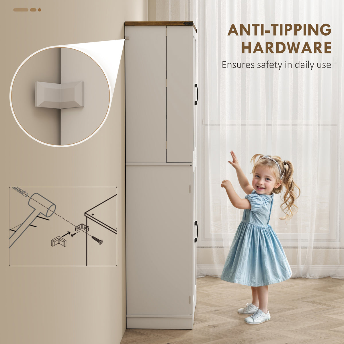 Farmhouse Storage Cabinet with 4 Doors – 30"W x 72"H