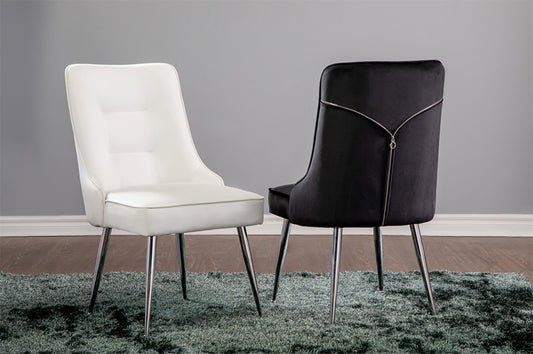 Tufted-Back Dining Chair with Chrome Legs